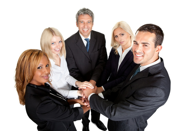 Successful businesspeople stacking their hands - Foto, immagini