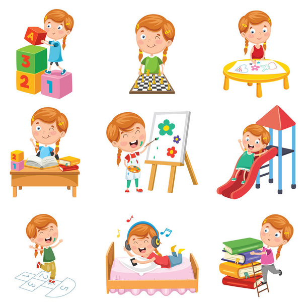 Vector ilustración de niña jugando
 - Vector, Imagen