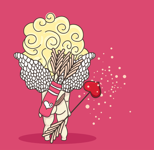 Petit Cupidon de dos sur fond rose
 - Vecteur, image