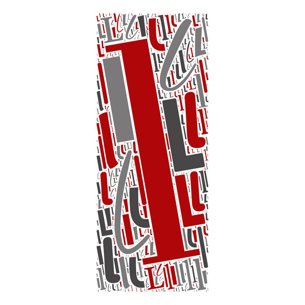 Vektor konzeptionelle rote, graue und schwarze verspielte lustige Bildungsschrift aus Buchstabensammlung oder Gruppe auf Buchstabenformen isoliert auf weißem Hintergrund. eine moderne Kunst Alphabet Lernelement Design - Vektor, Bild
