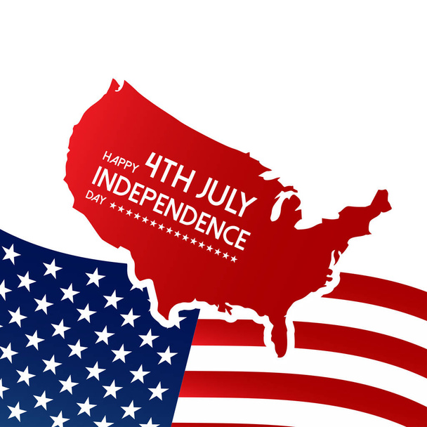 USA Independence day design with map and typography, vector illustration  - Вектор,изображение
