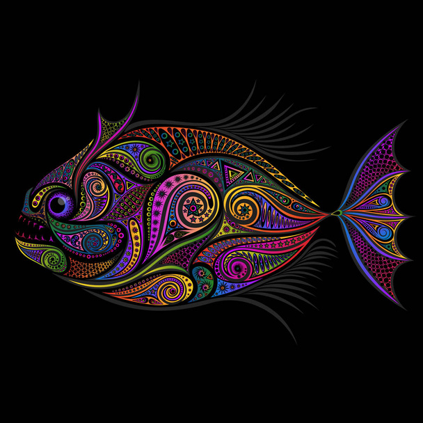 Vector colored fish from patterns on a light background - Vector, Image