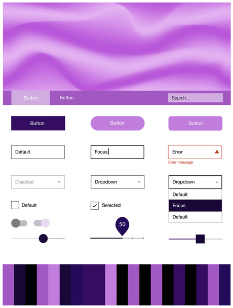 Dark Purple, Kit ui web vectoriel rose avec des formes de lampe. Illustration colorée dans un style abstrait memphis avec dégradé. Cet échantillon est pour votre page de renvoi
. - Vecteur, image