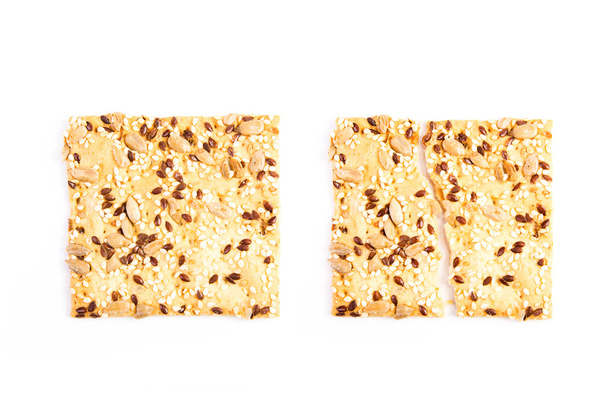 Wholesome biscuits with cereal isolated on white. - 写真・画像