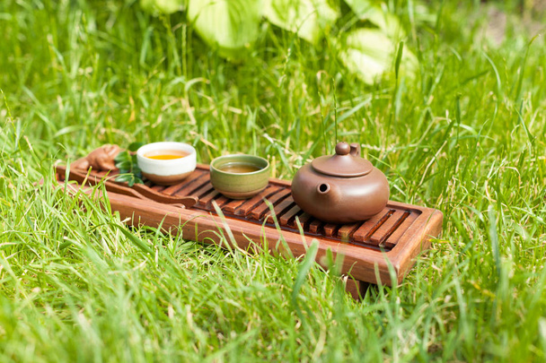 Herb tea. Traditional accessories for a tea ceremony. Healthy food drinks and vitamins - Photo, image