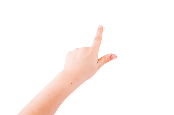 Child's hand pointing out - 写真・画像