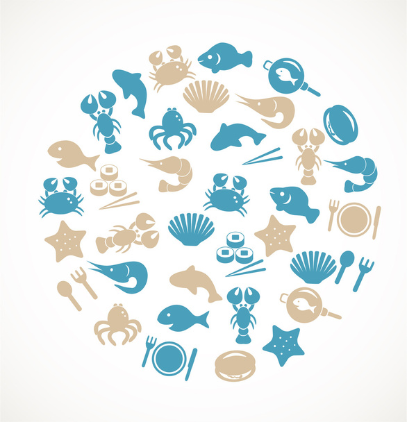 Seafood icons - Vector, Imagen