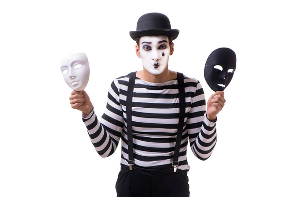Pantomima s maskami izolovaných na bílém pozadí - Fotografie, Obrázek