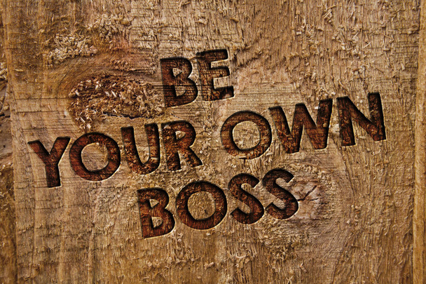 Word writing text Be Your Own Boss. Business concept for Start company Freelancing job Entrepreneur Start-up Invest Message banner wood information board post plywood natural brown art - Photo, Image