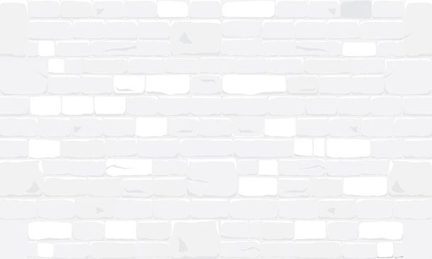 White bricks block wall texture background. Vector illustration of white and grey tones. - Vector, Image