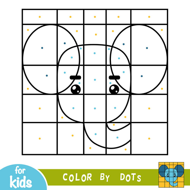 Color by dots, education game for children, Elephant - Vector, Image