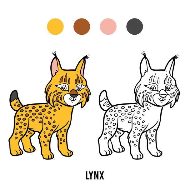 Livro para colorir para crianças, Lynx
 - Vetor, Imagem