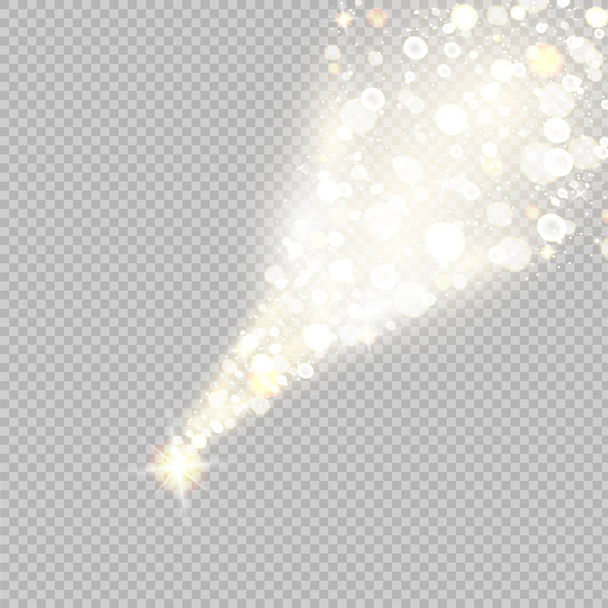 Vector golden sparkling falling star. Stardust trail. - Vector, Image