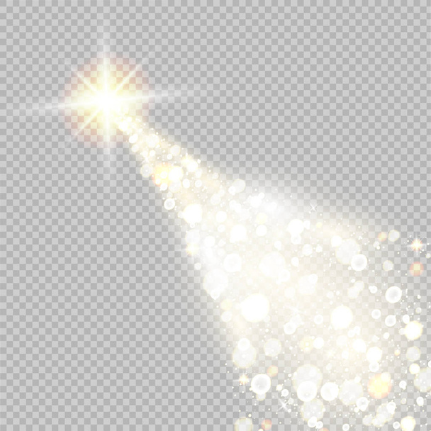 Vettore d'oro scintillante stella cadente. Sentiero delle polveri stellari. - Vettoriali, immagini