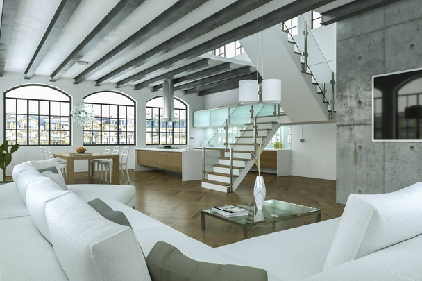 moderne witte woonkamer interieurdesign - Foto, afbeelding