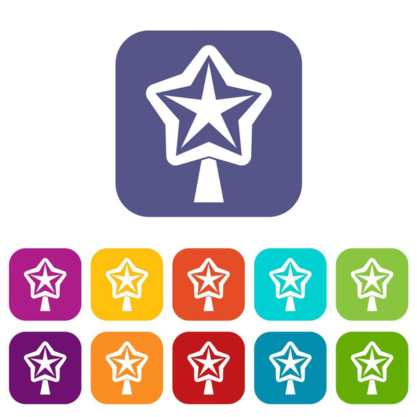 Star for christmass tree icons set - Vector, Imagen