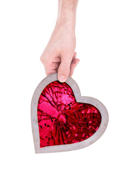 Corazón adulto lleno de un gran rubí rojo - Aislado sobre blanco
 - Foto, imagen