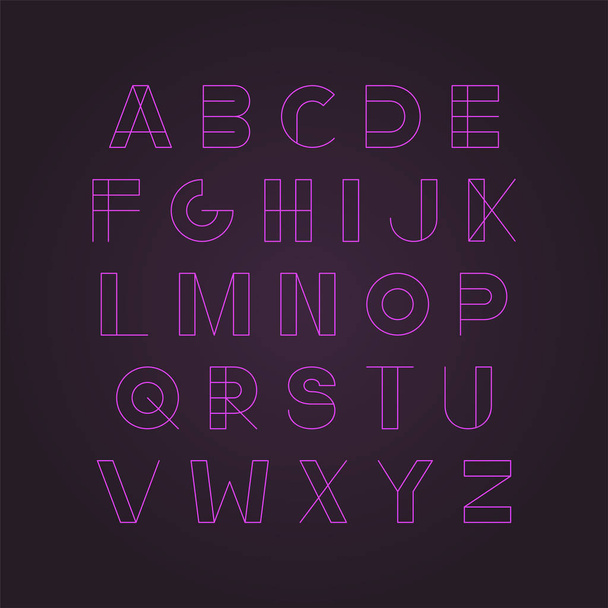 Modern neon font - minimalistic design. Vector English alphabet - Vettoriali, immagini