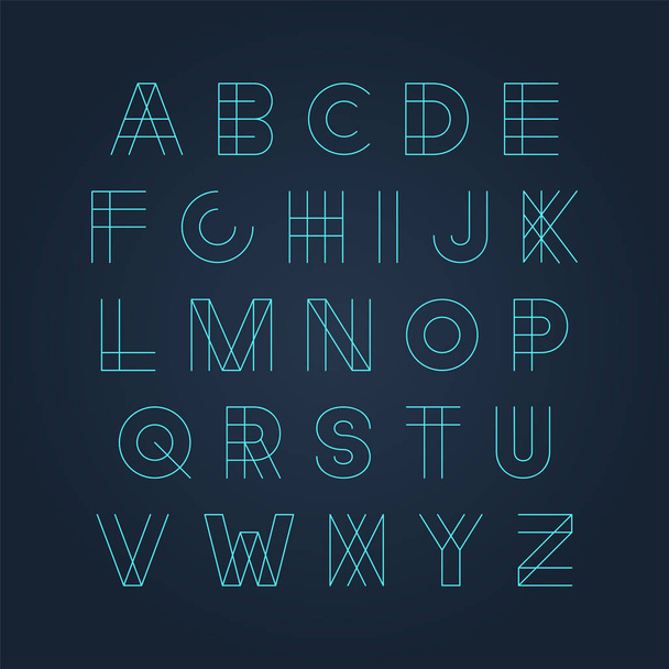Vector futuristic luminous font - minimal design. Trendy english alphabet. Neon letters - Vecteur, image