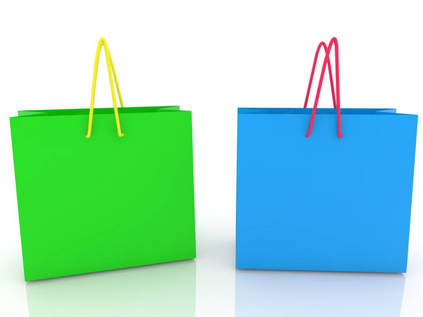 Shopping bags in blue and green - Photo, Image