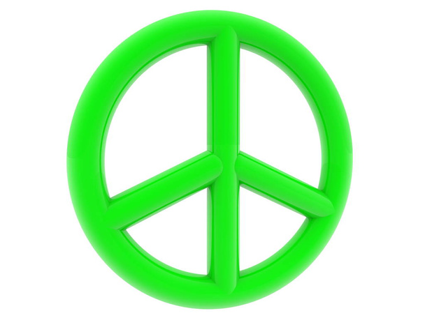 Peace symbol in green on white - Photo, Image