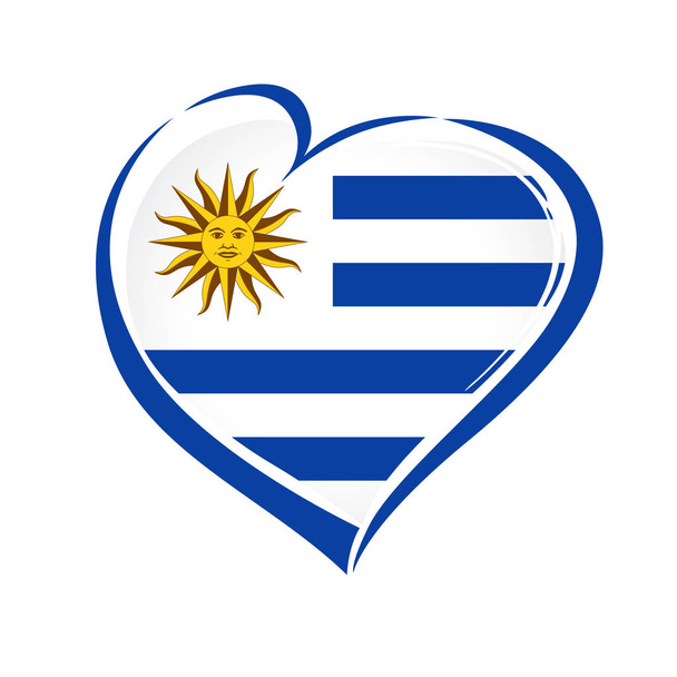 love uruguay Emblem mit Herz in der Nationalflagge Farbe. Nationalfeiertag in uruguay 25 august vektor grüßkarte. Feier uruguayischer Jahrestag der Unabhängigkeit vom brasilianischen Kaiserreich 1825 - Vektor, Bild