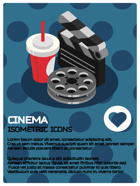 Cinema color isometric poster - Vector, Image