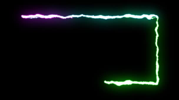 loopable animovaný Rainbow blesky tvar rámečku na černém pozadí animace nové kvalitní jedinečné dynamické povahy světelný efekt video záběry - Záběry, video