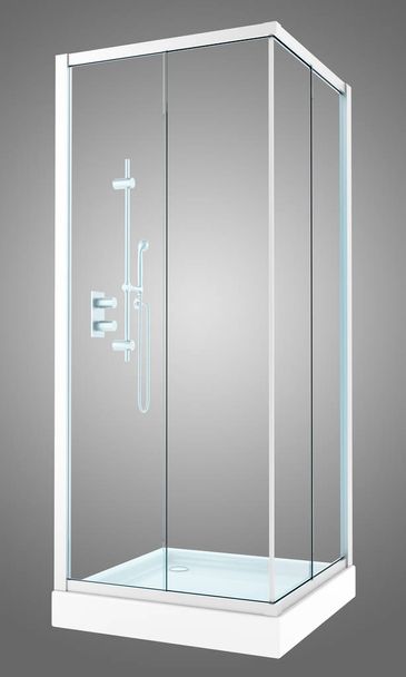 сучасна душова кабіна ізольована на сірому фоні. 3d ілюстрація
 - Фото, зображення