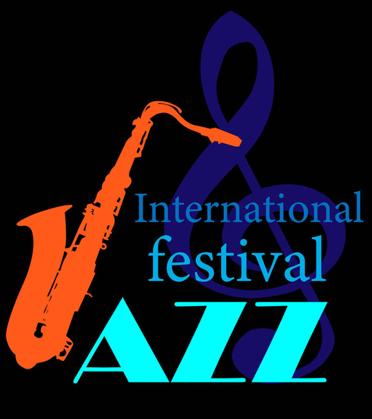 mezinárodní jazzový festival, saxofon a housle klíče, vektorový obrázek - Vektor, obrázek