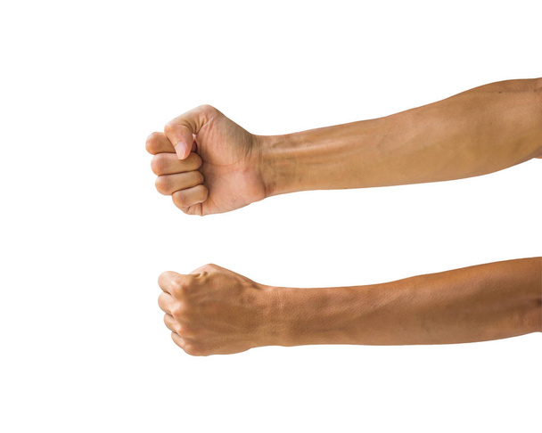 Ořezové cesty gesta rukou izolovaných na bílém pozadí. Tvorby pěst znaménko nebo symbol gesto ruky. Přední a zadní ruka gesto. - Fotografie, Obrázek