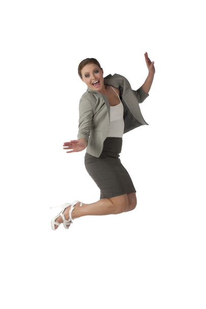 a happy businesswoman jumping - Foto, Imagem