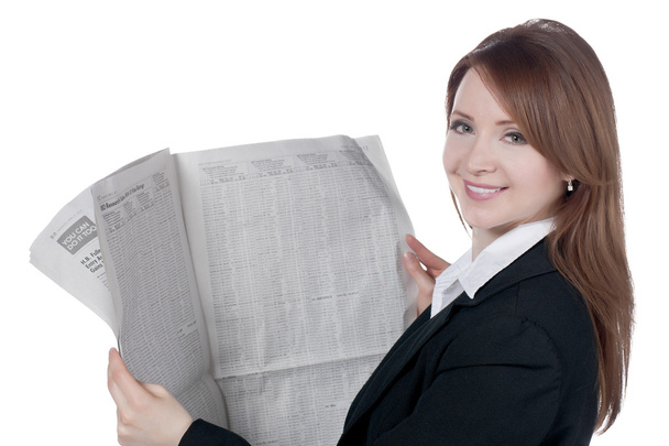 šťastné podnikatelka čtení noviny - Fotografie, Obrázek