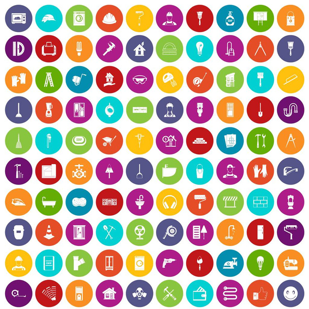 100 renovation icons set color - Vector, Image