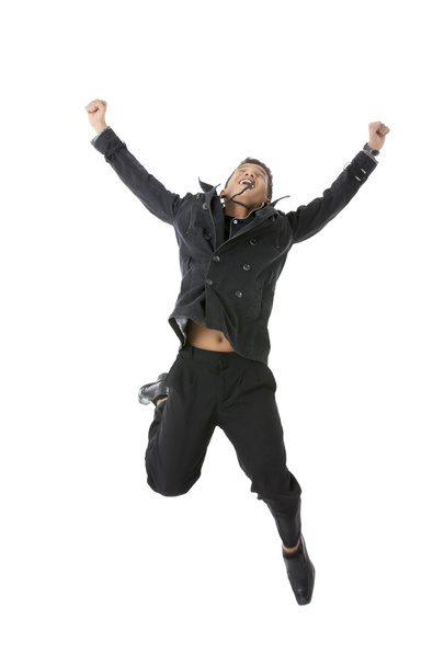 ein glücklicher junger Mann springt - Foto, Bild
