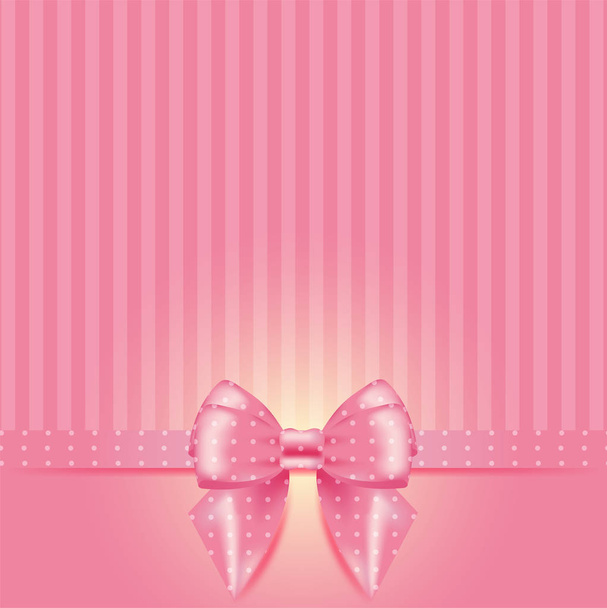 Striped pastel pink background with bow and ribbon - Wektor, obraz