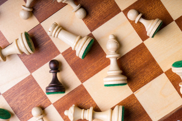 Chess business concept, leader & success from top view - Fotoğraf, Görsel