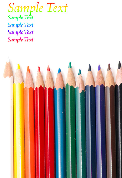 lápices de colores aislados en blanco - Foto, Imagen