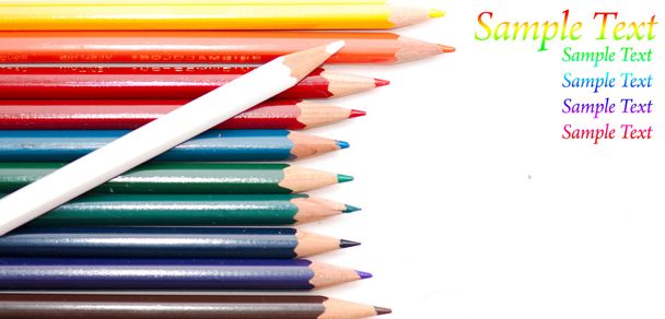 Colored pencils isolated on white - Foto, Imagen