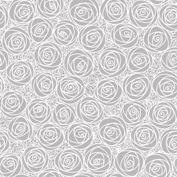 Light seamless floral pattern. Outline stylized roses. Abstract background. Doodle hand drawn line art design element - Vektor, Bild