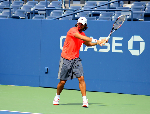 Professional tennis player Fernando Verdasco practices for US Open at Billie Jean King National Tennis Center - Photo, Image