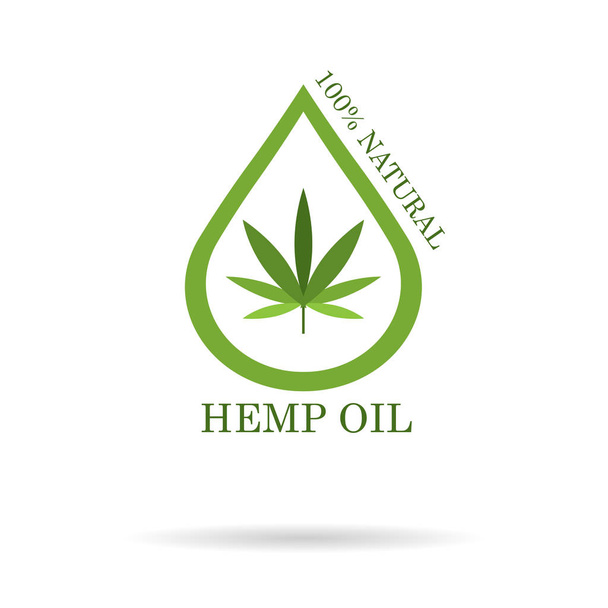 Marijuana leaf. Medical cannabis. Hemp oil. Cannabis extract. Icon product label and logo graphic template. Isolated vector illustration. - Vector, Image