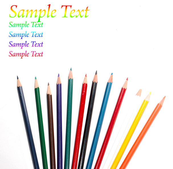 Colored pencils isolated on white - Foto, Imagem