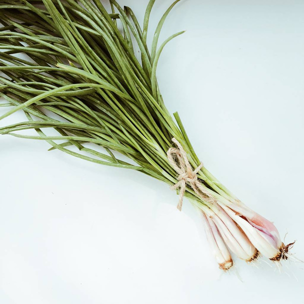 Green onion isolated on the white background. flat lay - Photo, Image