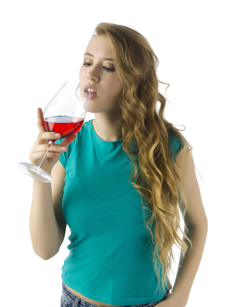kobieta Picie wina - Zdjęcie, obraz