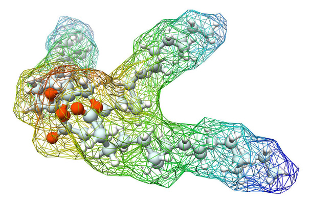 3d модель триолеїнової молекули, хімічної формули та 2d структури. Цей тригліцерид, що міститься в оливковій олії, походить від гліцерину та трьох одиниць олеїнової кислоти.
  - Фото, зображення