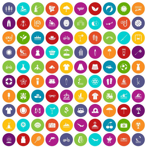 100 iconos de verano de color conjunto
 - Vector, imagen