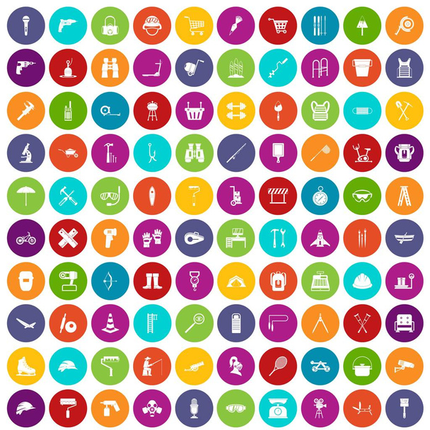 100 Symbole setzen Farbe - Vektor, Bild