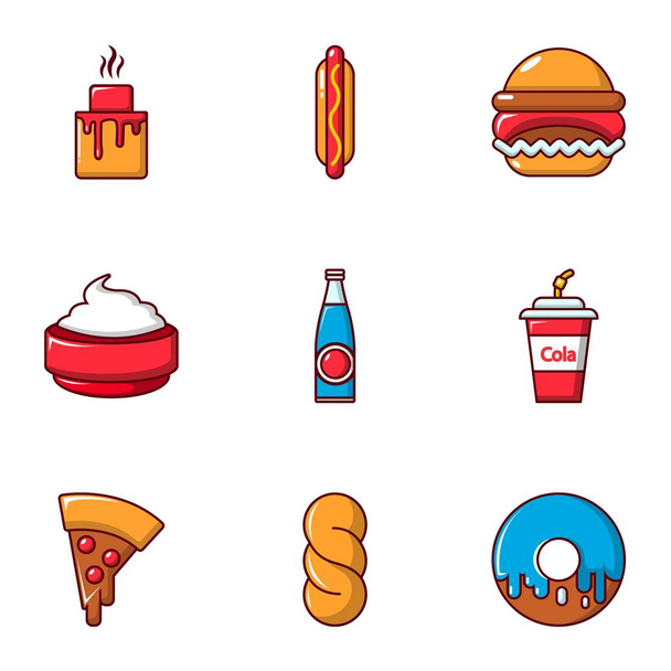 Conjunto de ícones de alimentos e bebidas, estilo plano
 - Vetor, Imagem