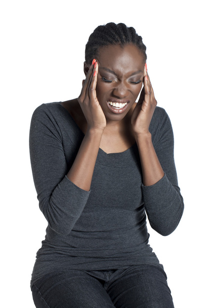 african american woman with headache - Fotoğraf, Görsel